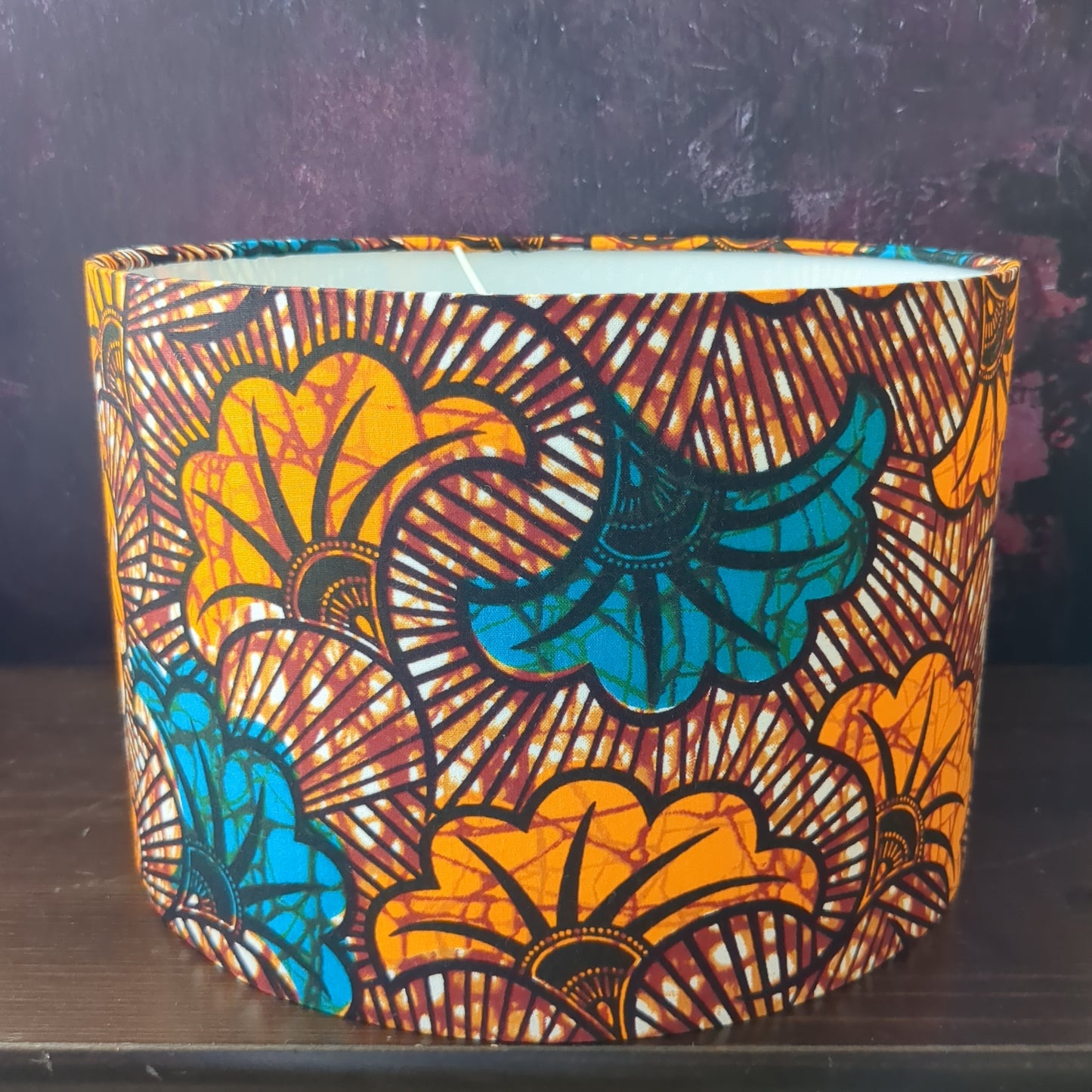 Brown Teal Leaf African Lampshade KARURA