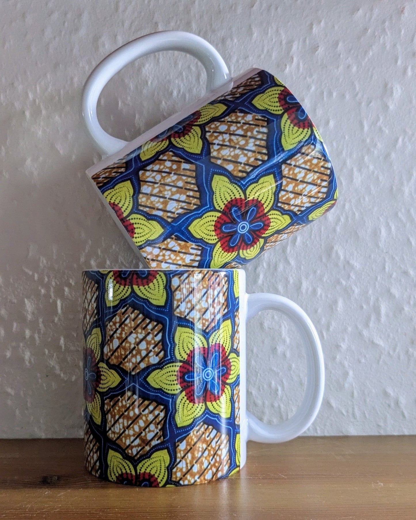 ABEBA Mug: Bold African Daisy Print Ceramic Mug (110z)
