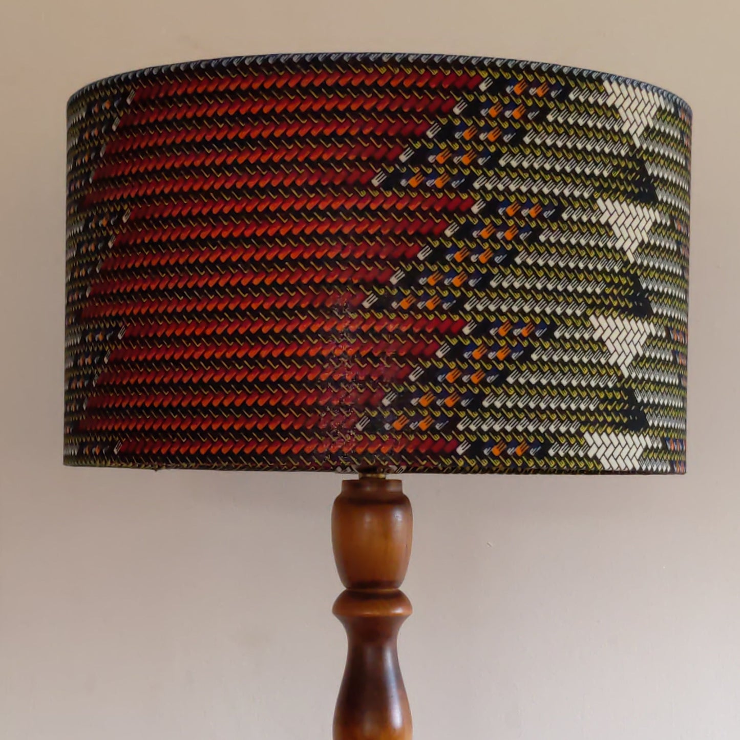 African Tribal Geometric Zigzag Lampshade ABIOLA: Burgundy & Mix Colours Chevron print
