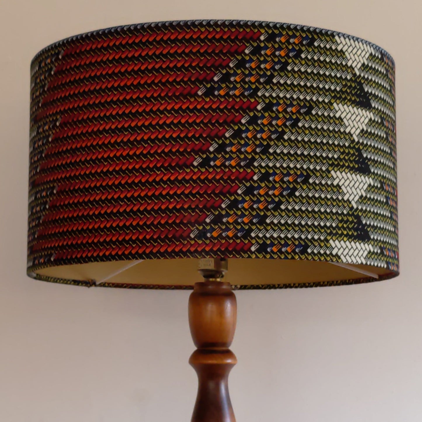 African Tribal Geometric Zigzag Lampshade ABIOLA: Burgundy & Mix Colours Chevron print