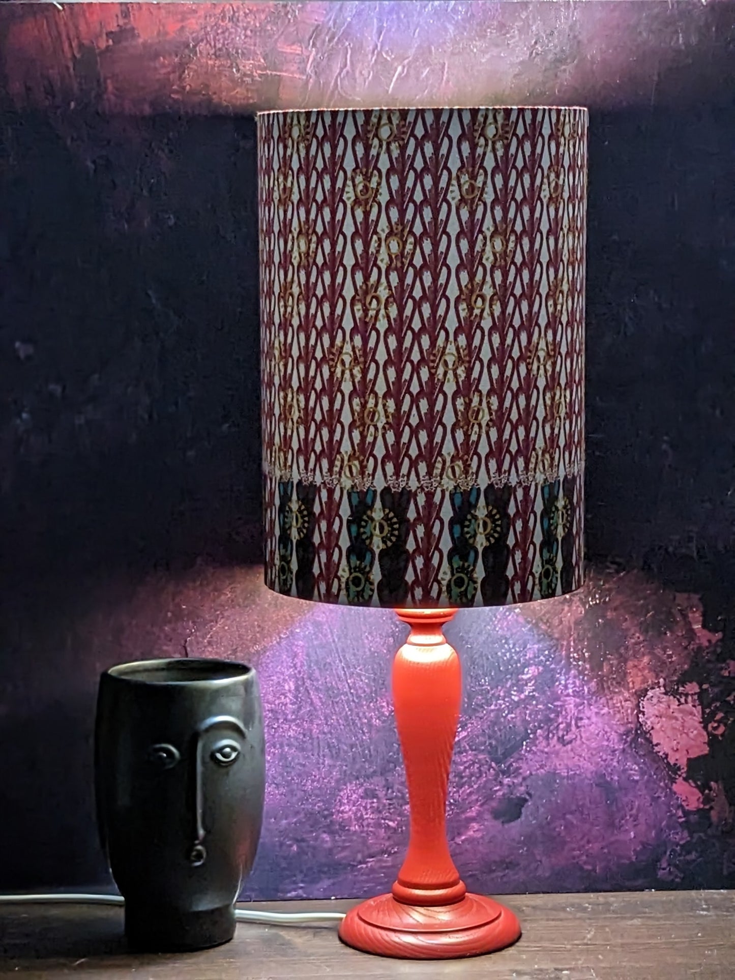 Red Geometric Stripe Tribal AZAD Lampshade