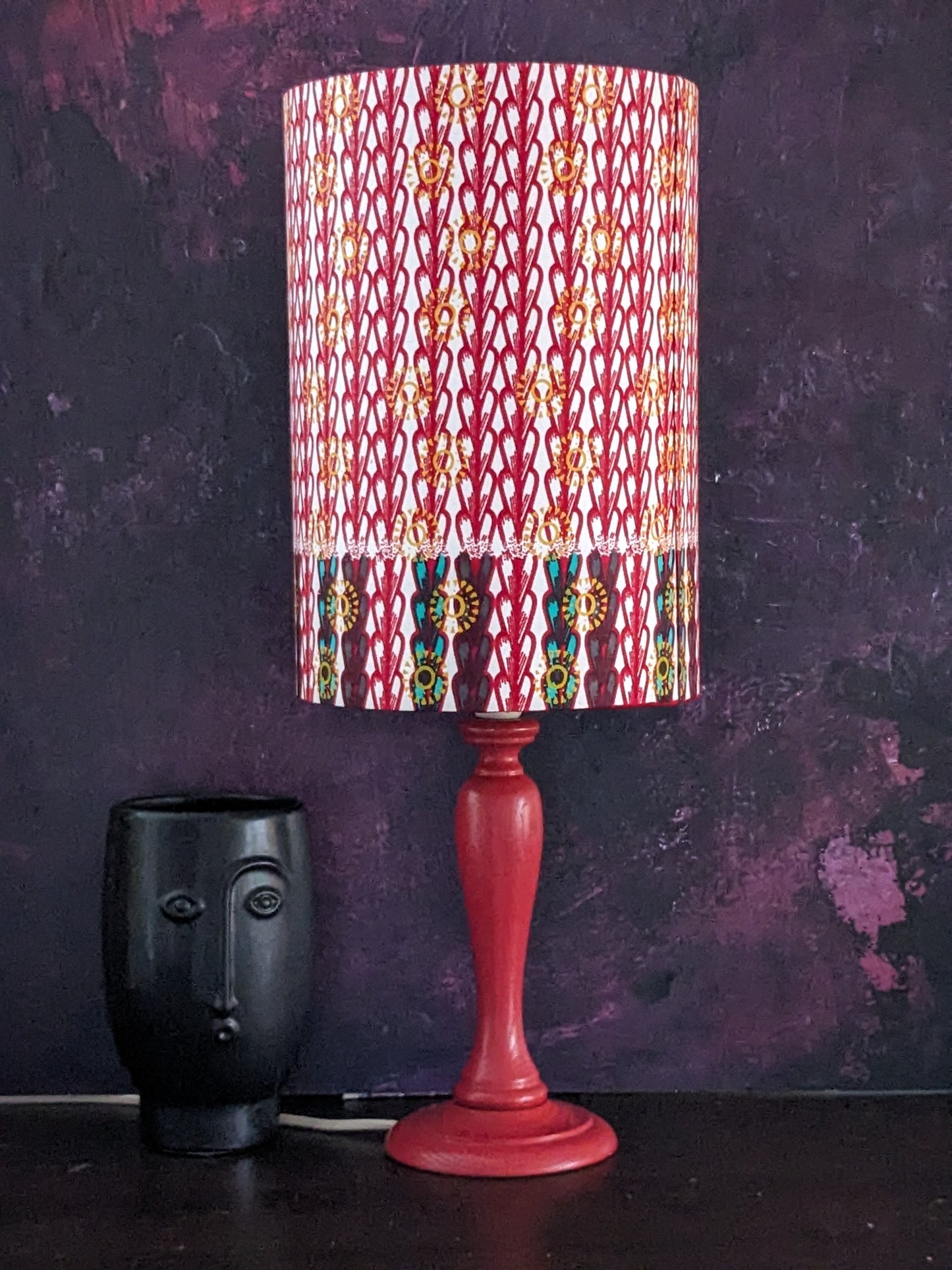 Red Geometric Stripe Tribal AZAD Lampshade