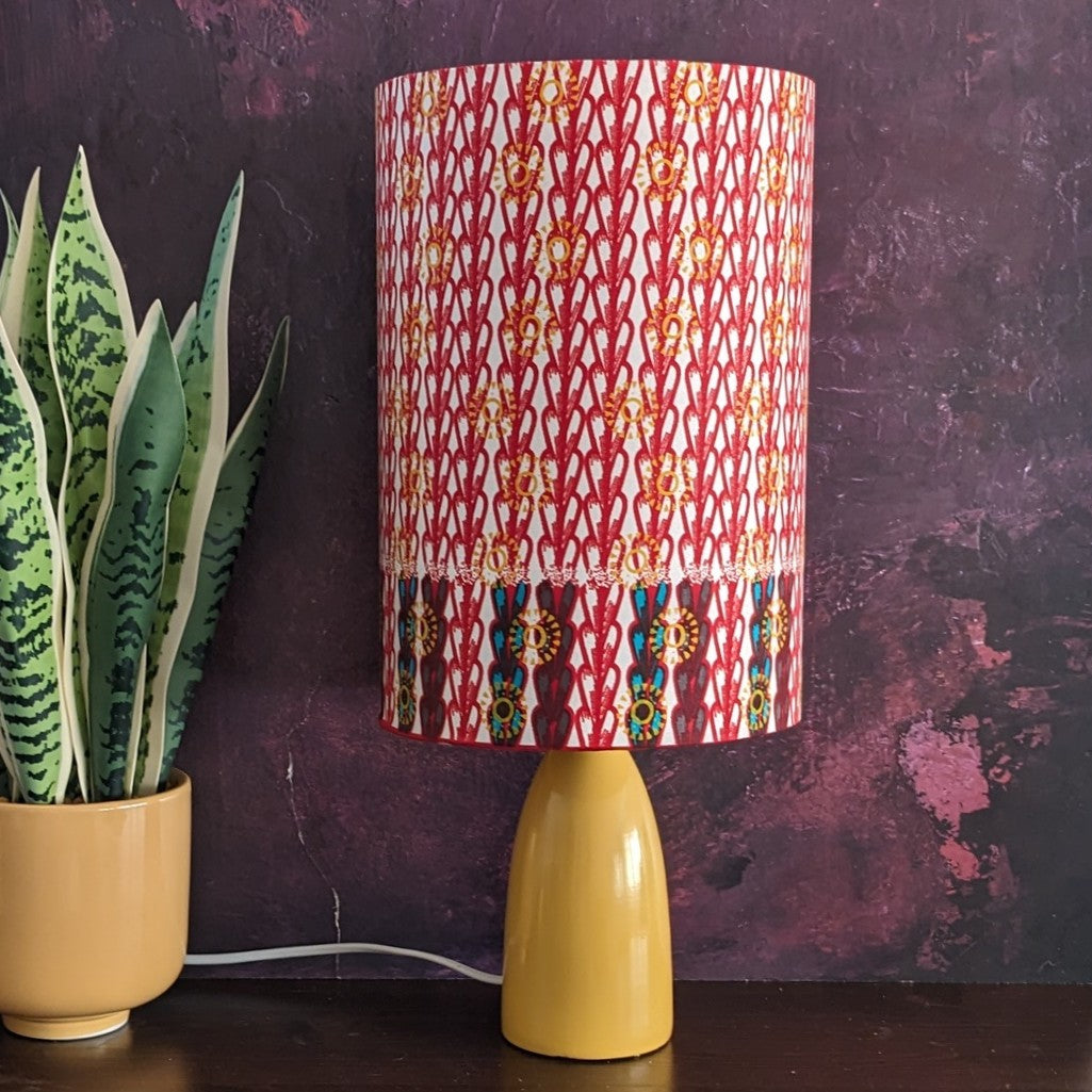 Red Geometric Stripe Tribal AZAD Lampshade