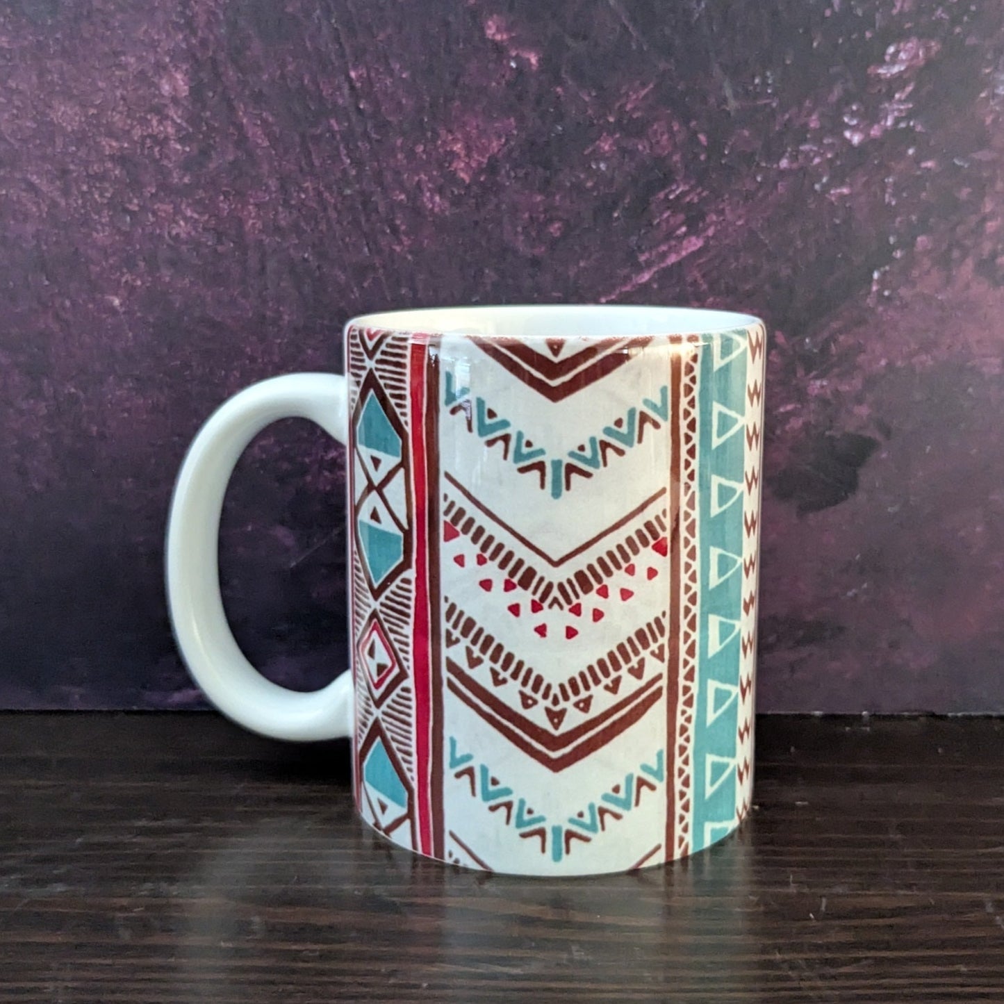 ROKIA MUG: African Mudcloth Stripes Pink Green Brown