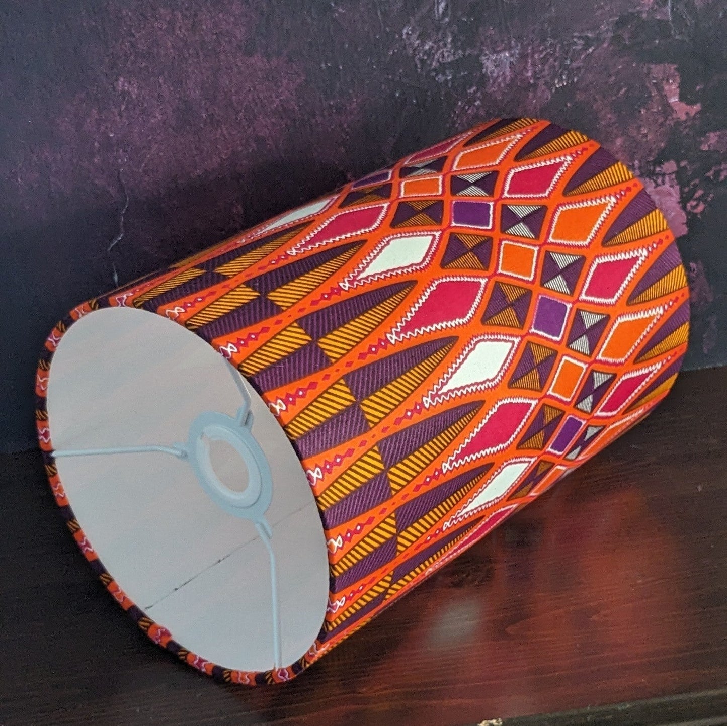IBEJI Lampshade Set of Two in Orange Magenta Purple Aztec Tribal pattern