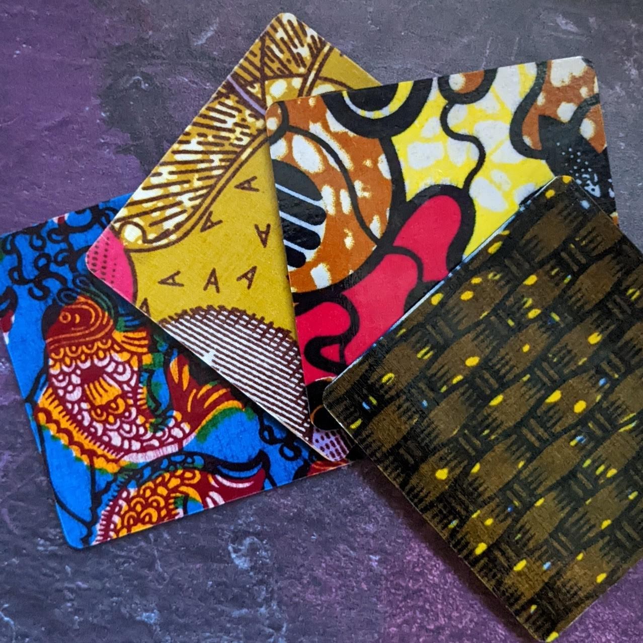 African wax print coasters, mixed set of 4