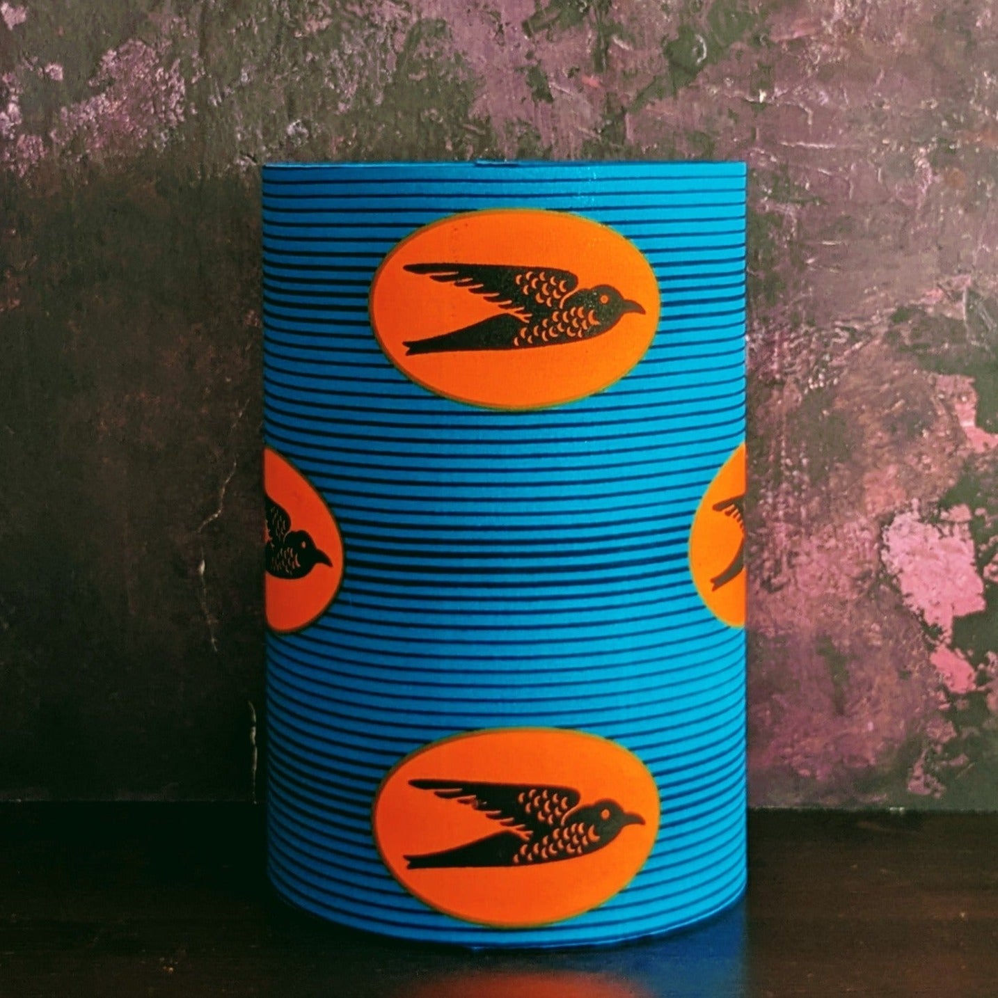 TWAAM Lampshade Set of Two in Turquoise Orange Swallow Bird pattern