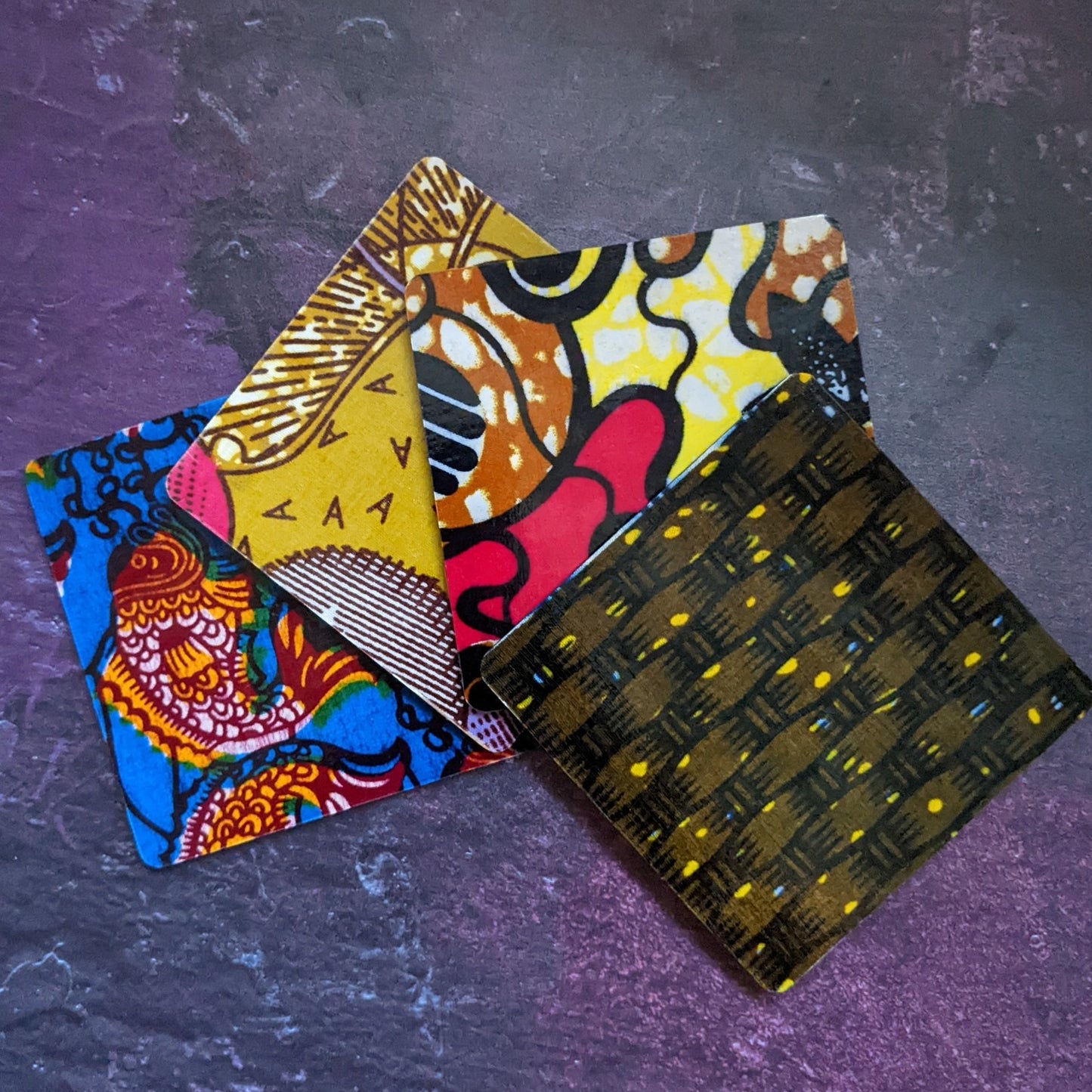 African wax print coasters, mixed set of 4