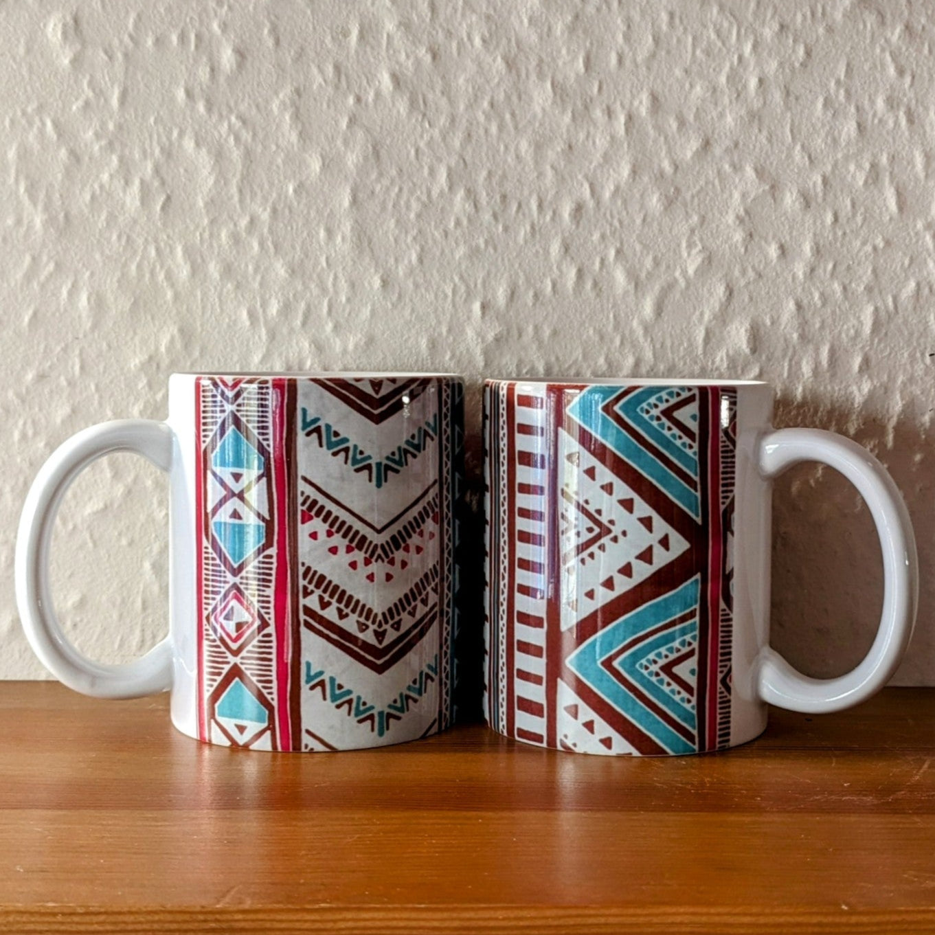 ROKIA MUG: African Mudcloth Stripes Pink Green Brown