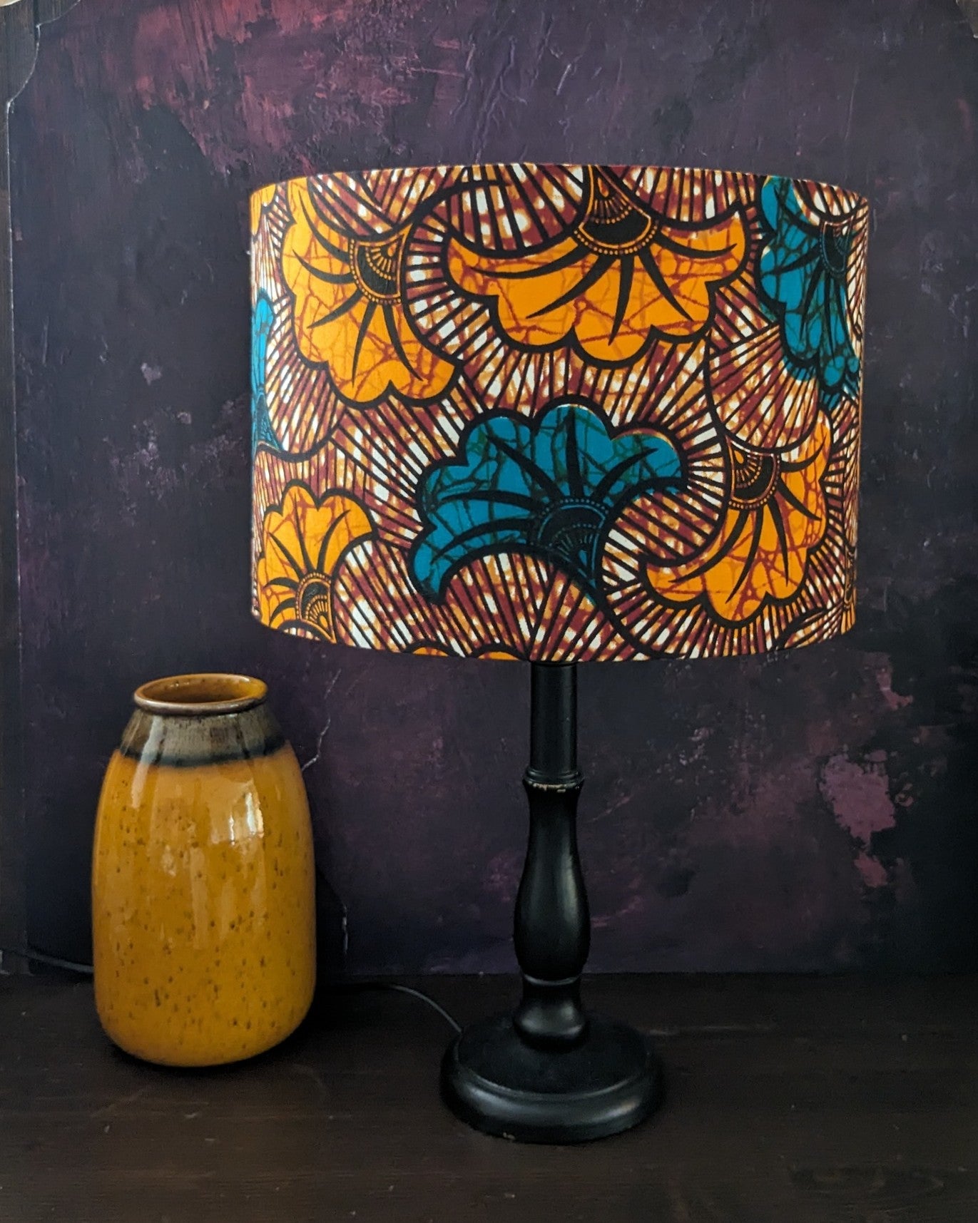Brown Teal Leaf African Lampshade KARURA