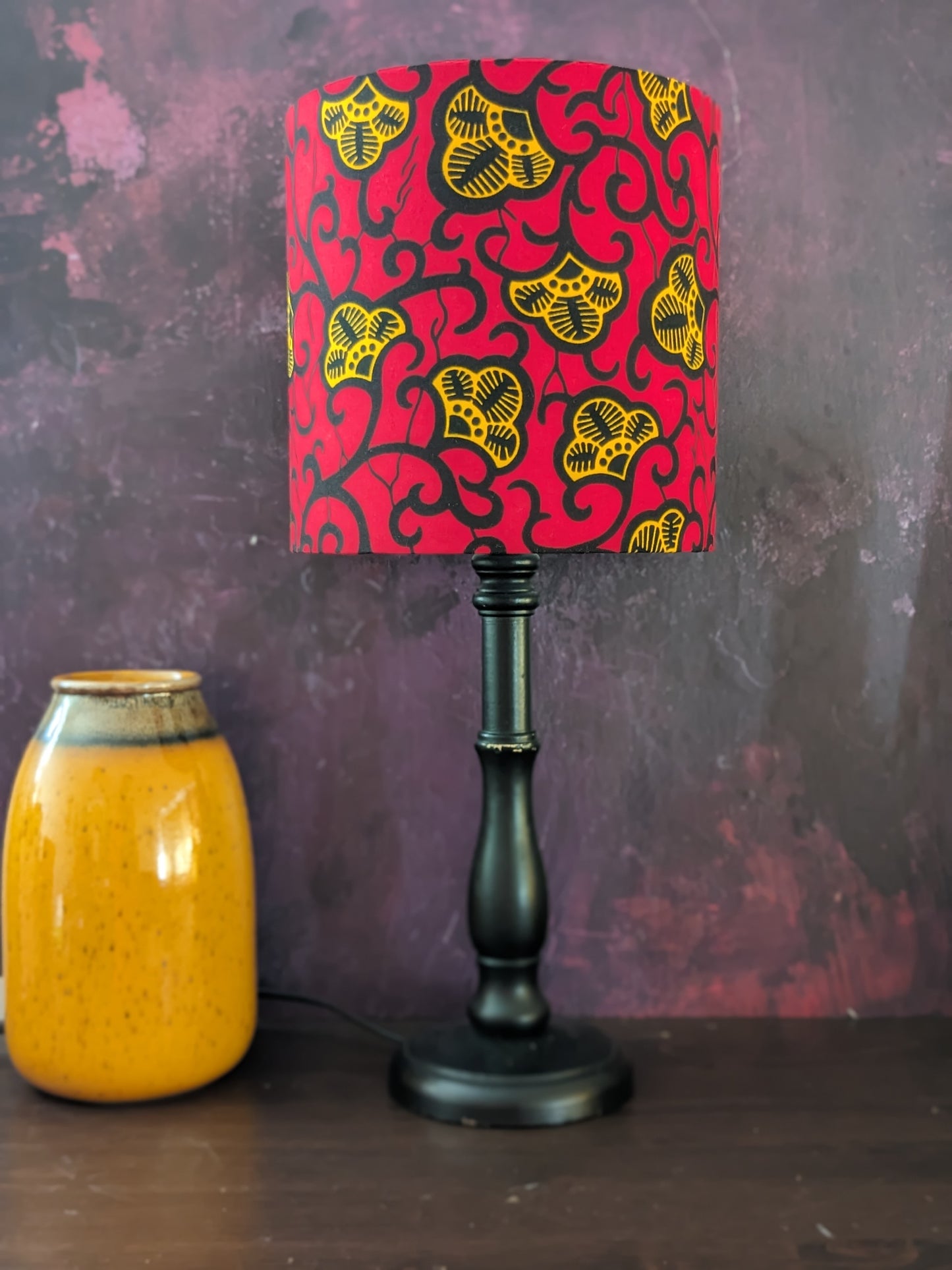 Red Yellow Gold Flower African Lampshade AYOKA