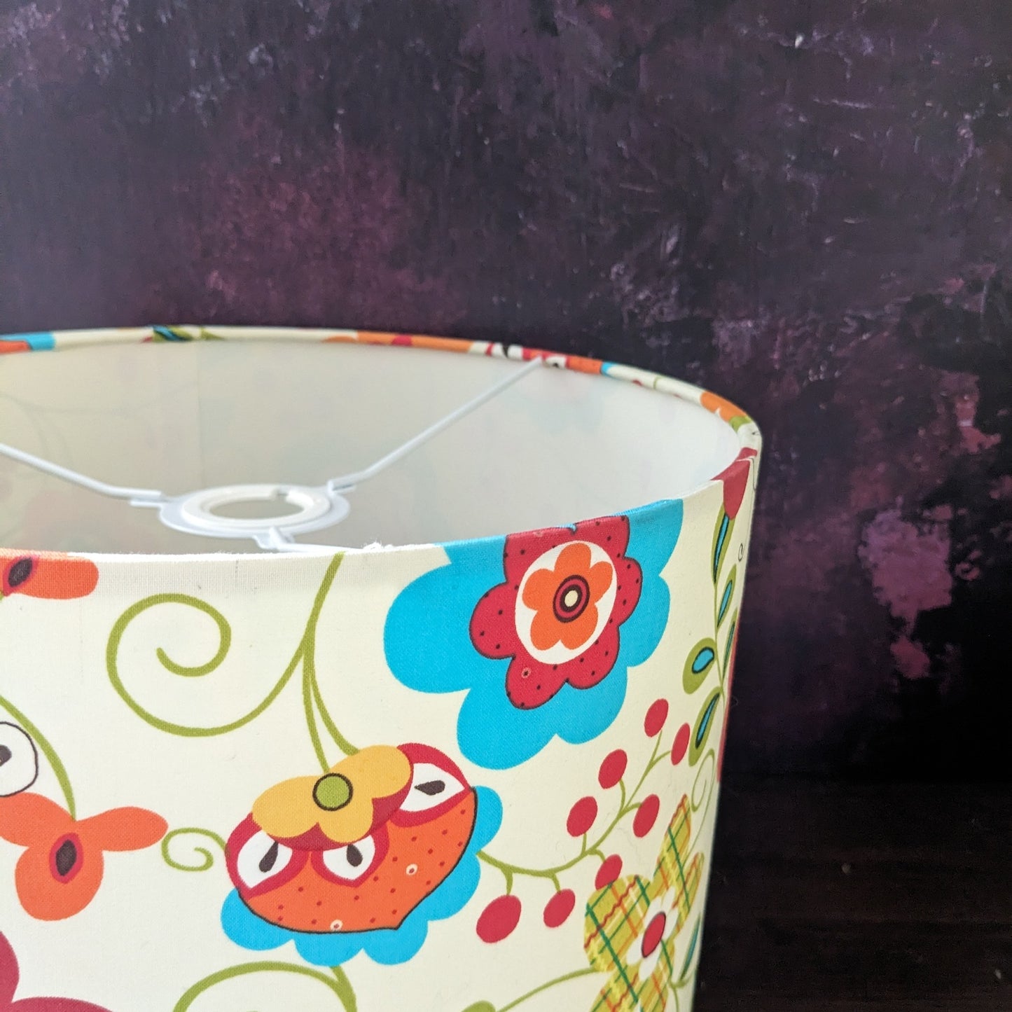 SECONDS Floral Drum Lampshade: colourful flower pattern