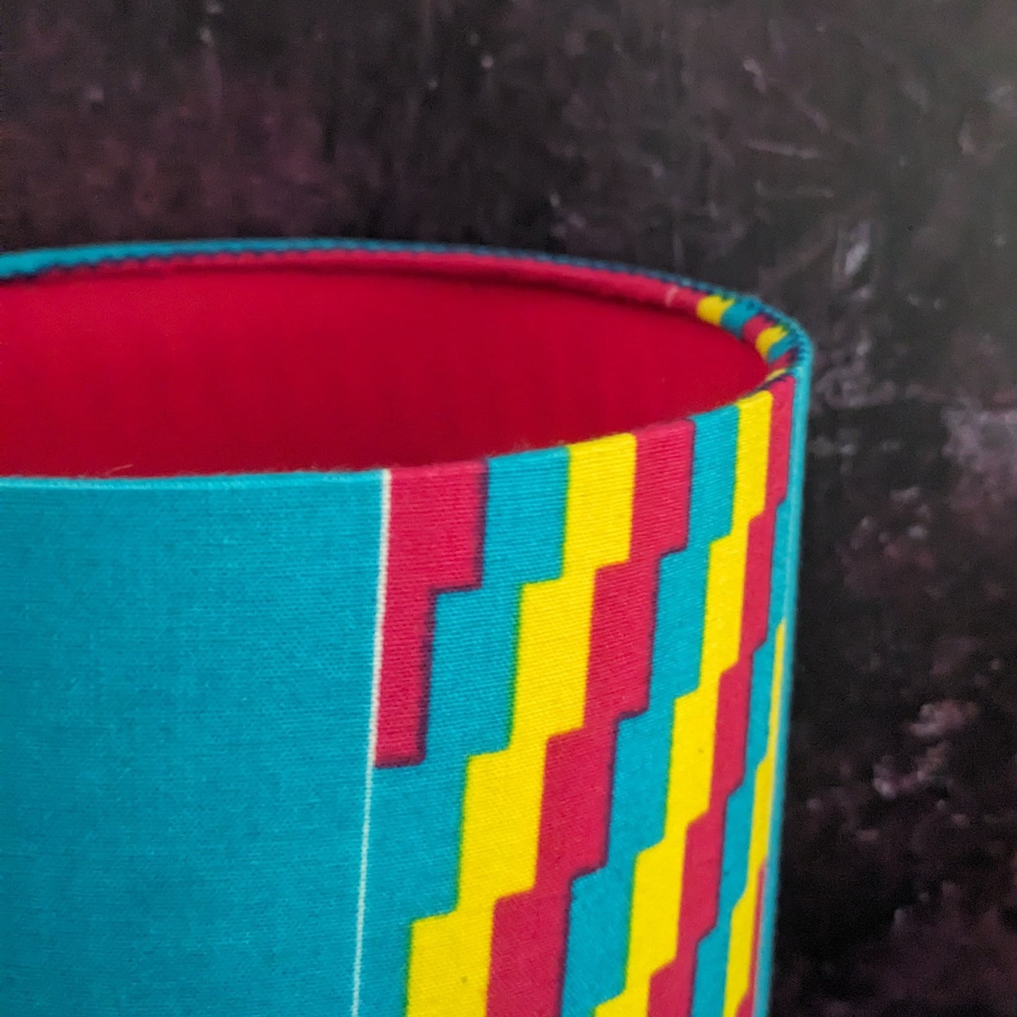 Colourful African Kente Lampshade (ex-display/seconds): Turquoise yellow magenta pink