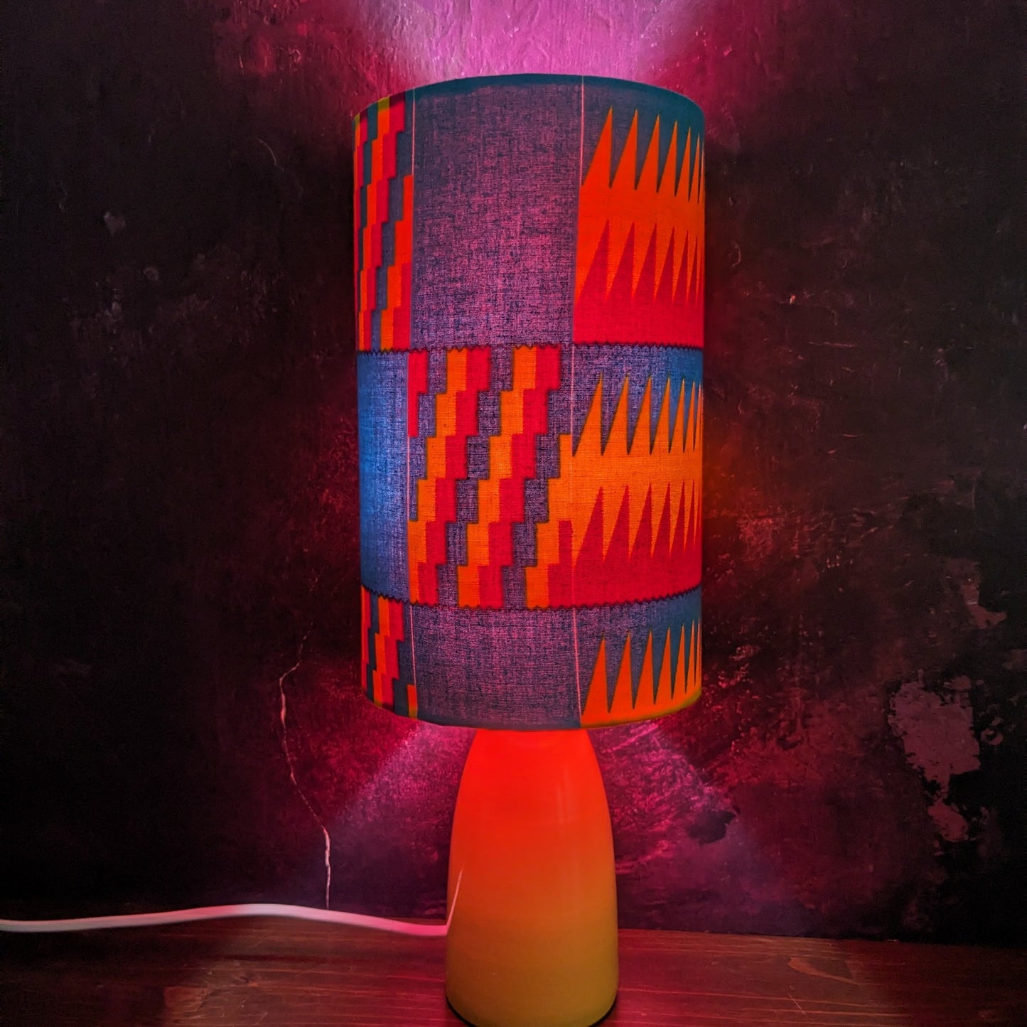 Colourful African Kente Lampshade (ex-display/seconds): Turquoise yellow magenta pink