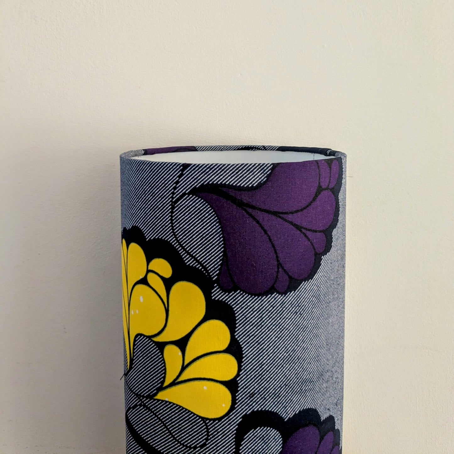 Retro Floral Afro Boho Lampshade (ex-display/seconds): Purple Yellow White flowers