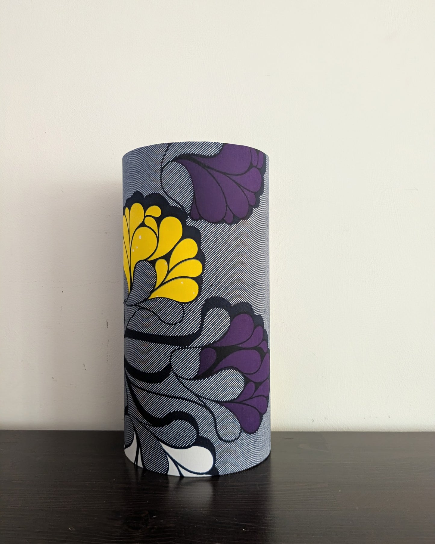 Retro Floral Afro Boho Lampshade (ex-display/seconds): Purple Yellow White flowers