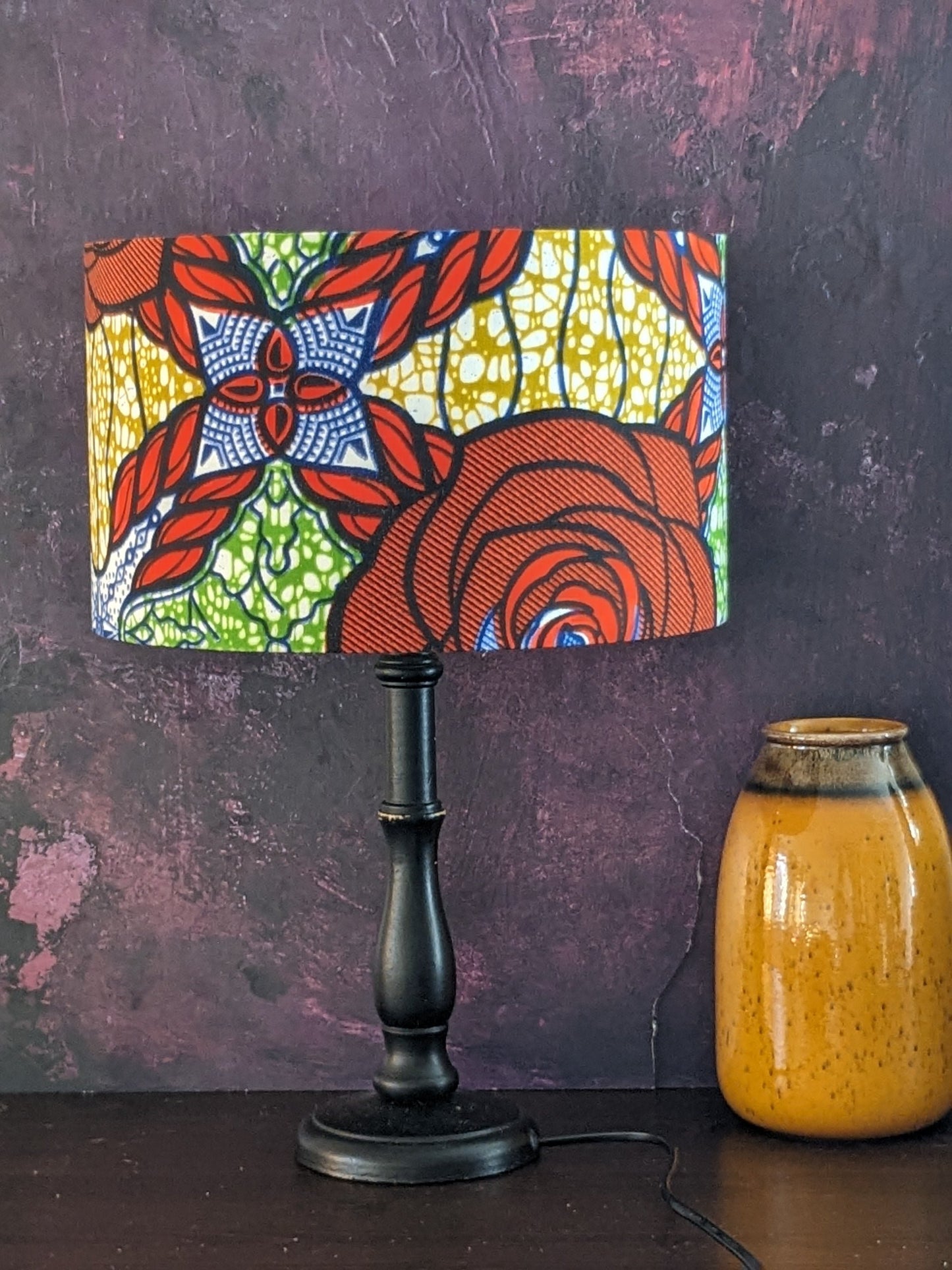 African Red Rose Drum Lampshade ZAHRA