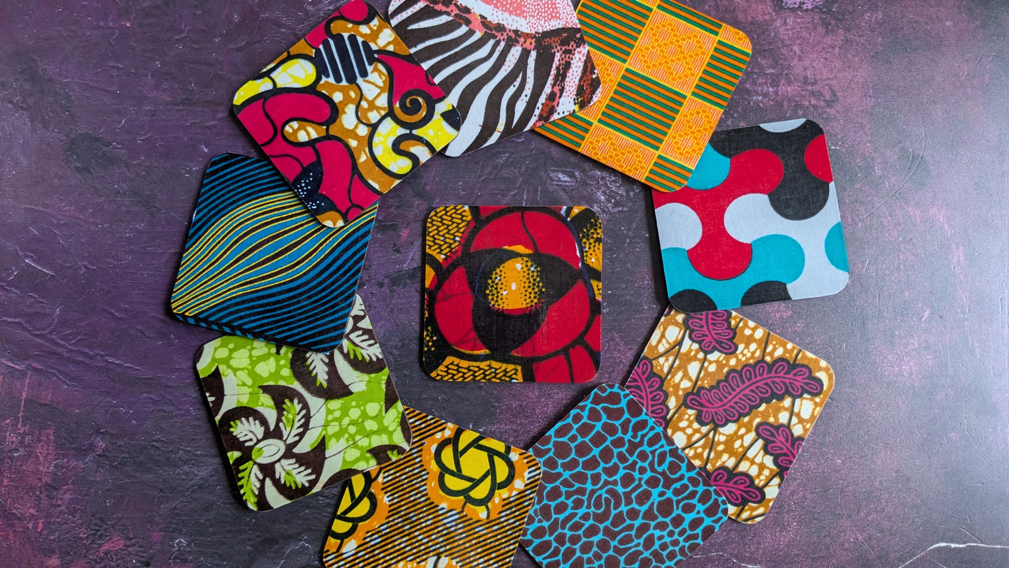 Mixed African print coasters, set of 10