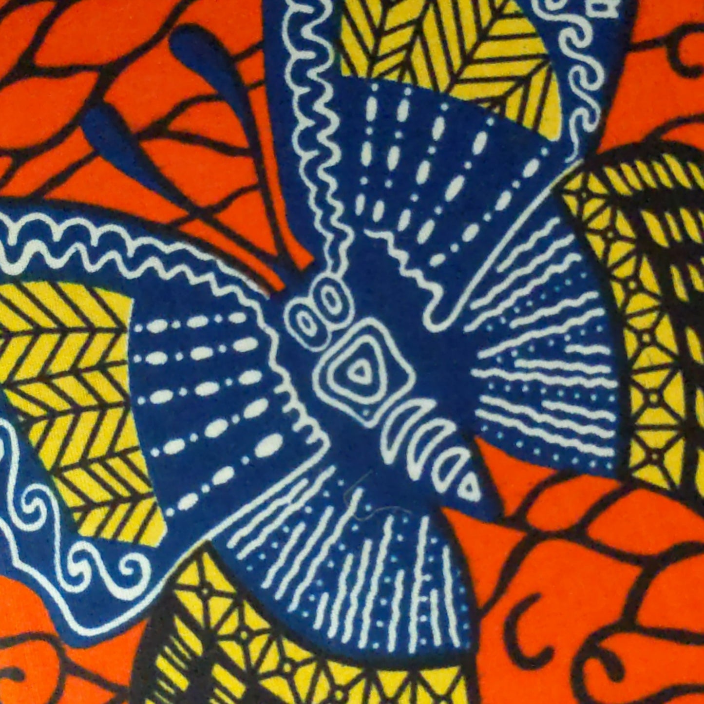 Orange African Print Note Book: Blue & Yellow Butterfly pattern