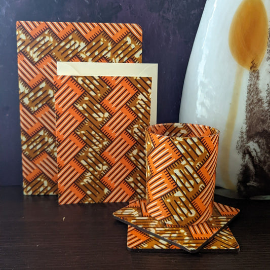 BIRIKI Gift Set: Orange and Brown African Brick pattern