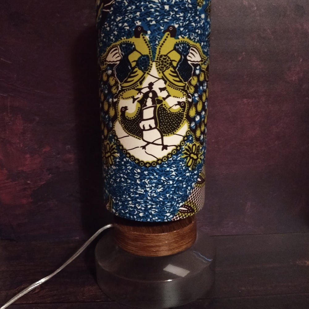 Mustard Turquoise Peacock Tall African Lampshade MAKEDA (ex-display)