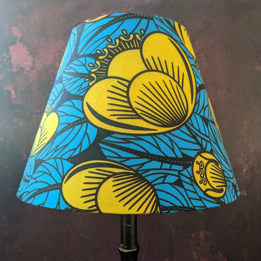 Blue Leaf Yellow Flower African Table Lampshade (ex-display)
