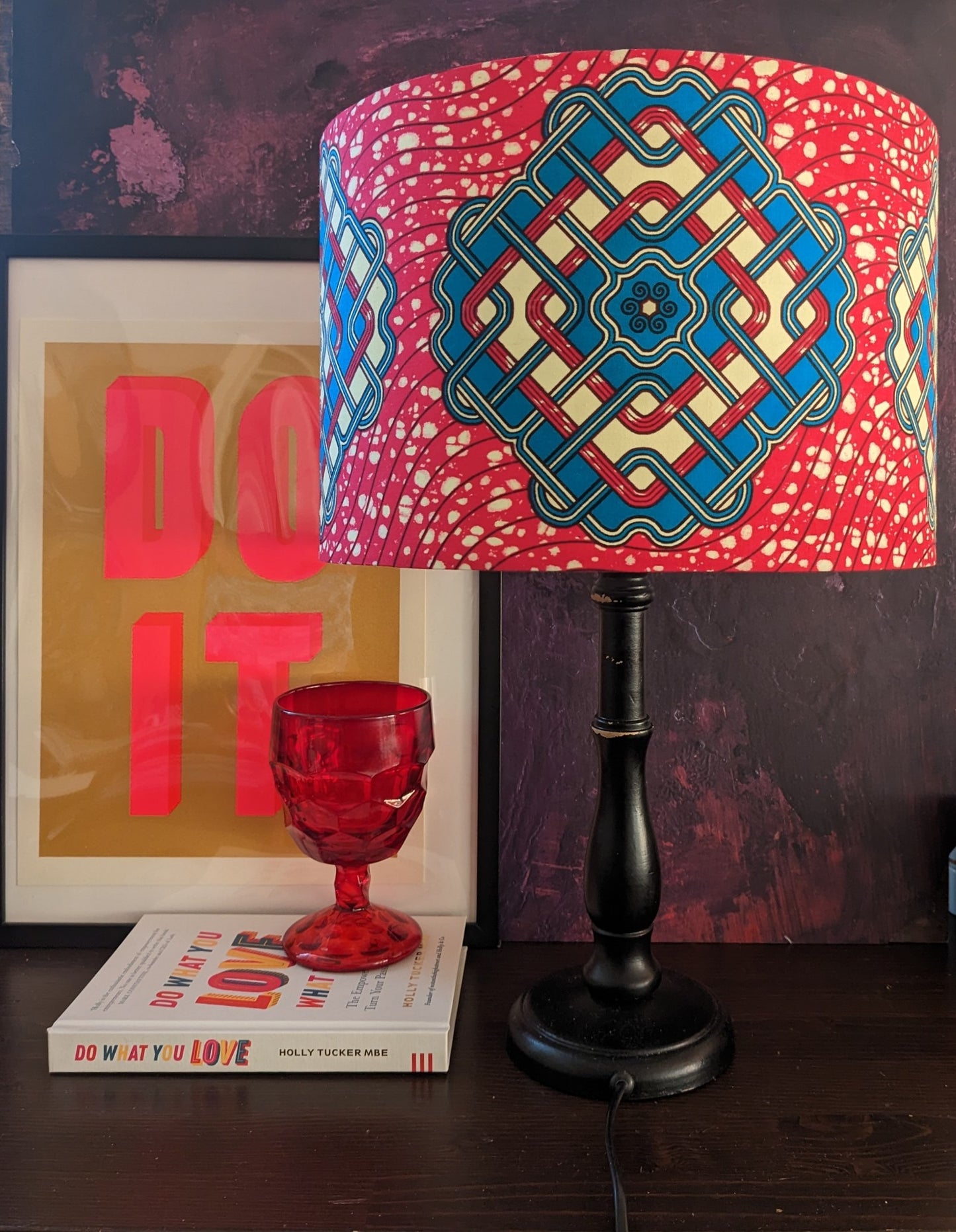 African Tribal Lampshade Pink Turquoise JOHARI