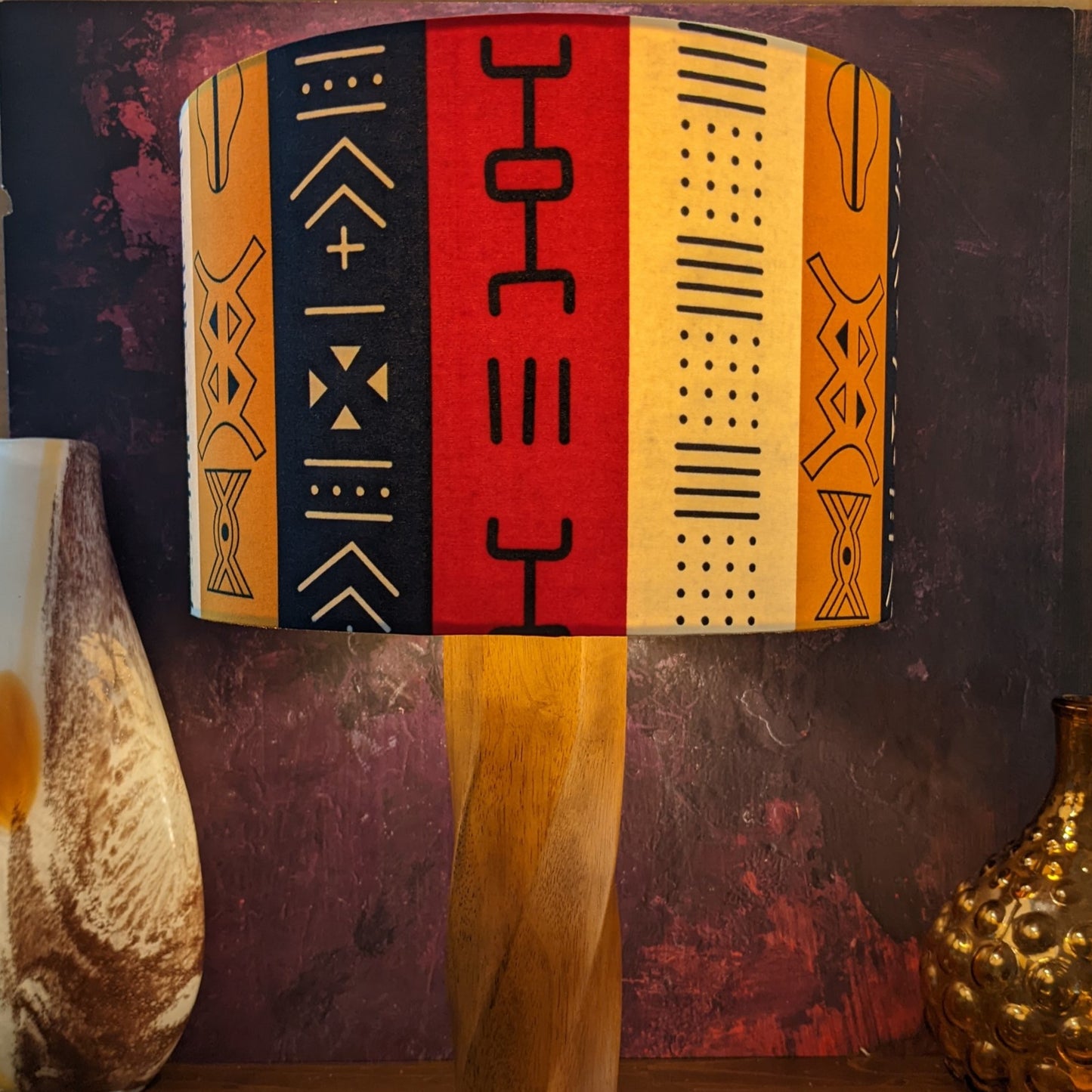 Striped African Mudcloth Lampshade NGOLO