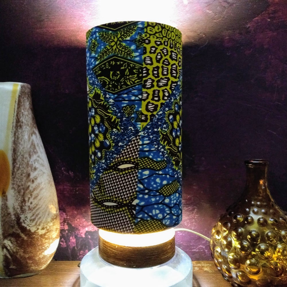 Mustard Turquoise Peacock Tall African Lampshade MAKEDA (ex-display)