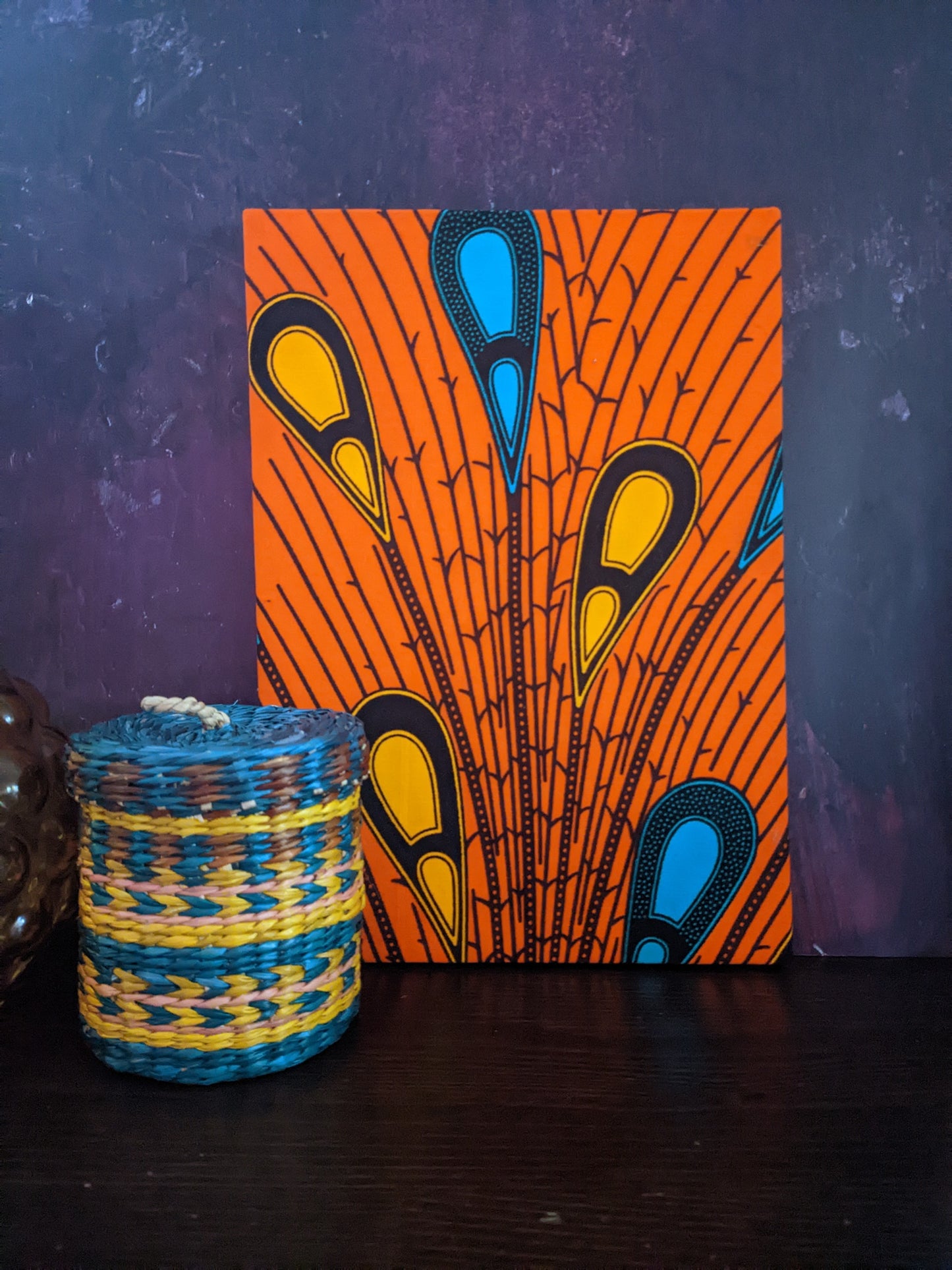 Orange Peacock Feather African Wall Art OKIN