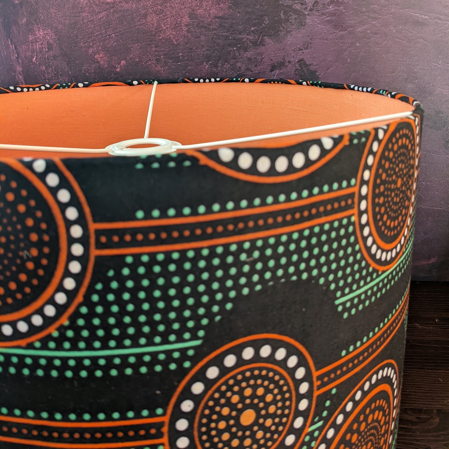Rustic Circle Mid Century Modern African Lampshade SAYARI (40cm Large Drum)