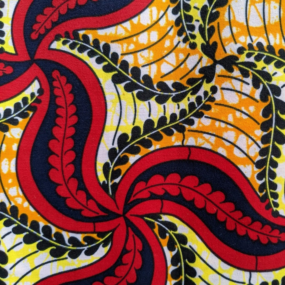 Red blue swirly leaves African lampshade