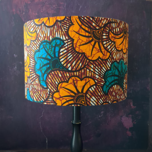 Brown Teal Leaf African Lampshade KARURA