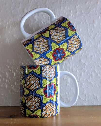ABEBA Mug: Bold African Daisy Print Ceramic Mug (110z)