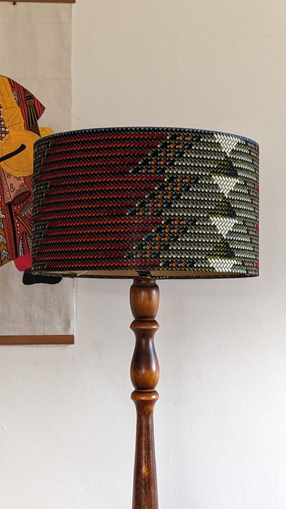 African Tribal Geometric Zigzag Lampshade ABIOLA:  Burgundy & Mix Colours Chevron print