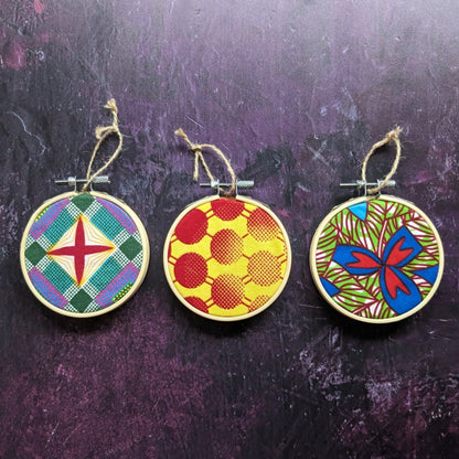 African Wax Print Hoop Decor: mixed set of 3