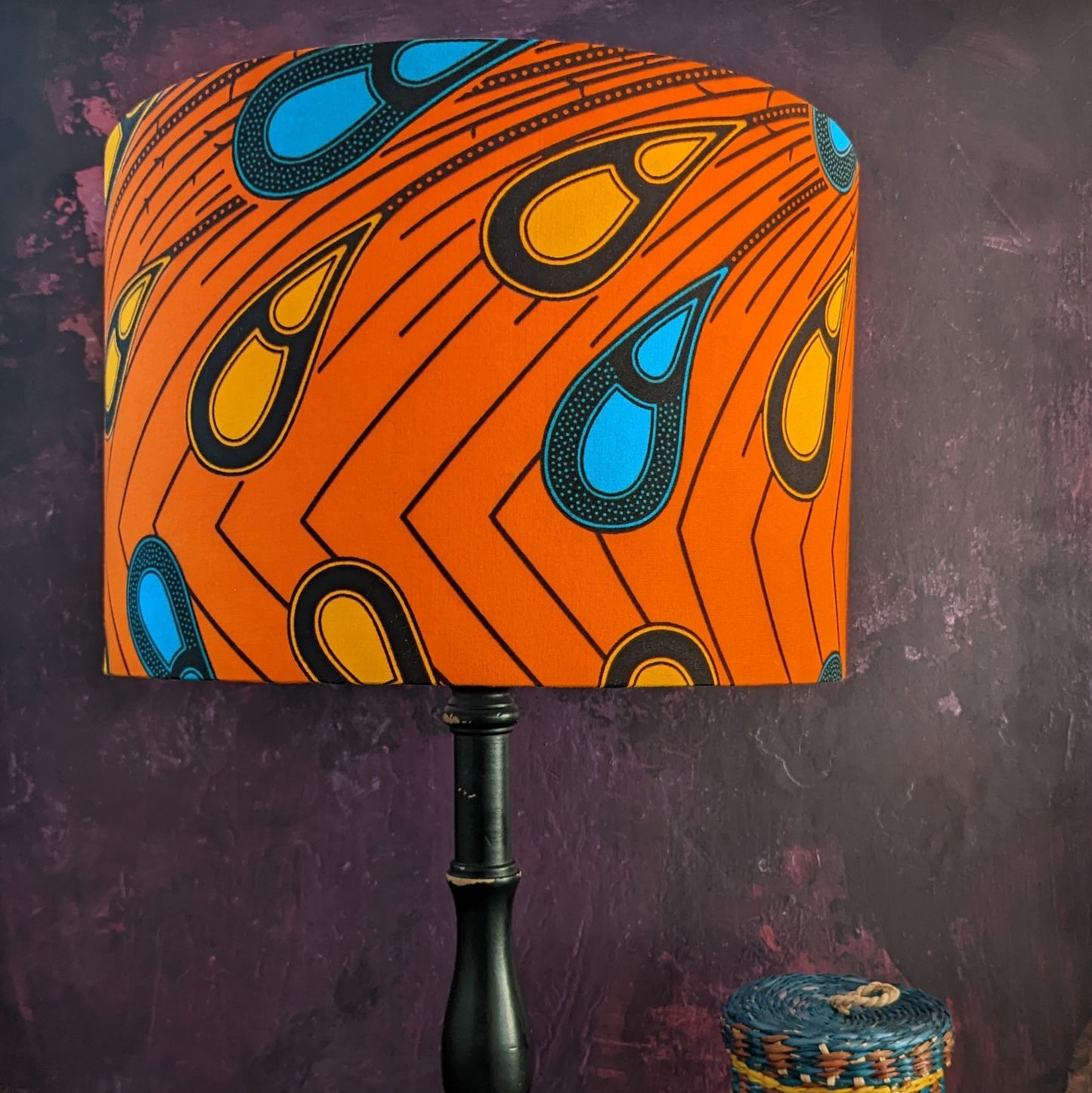 African Peacock Feathers Drum Lampshade OKIN
