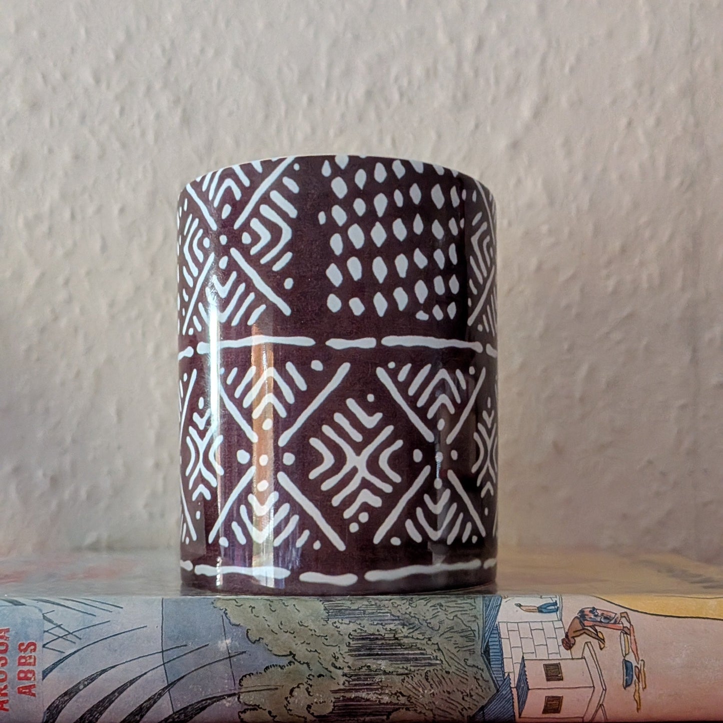 Brown Monochrome African Mudcloth Ceramic Mug MOUSSA