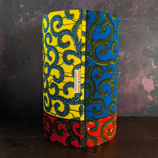Botanical Vine Patterned African Lampshade: blue red yellow