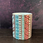 ROKIA MUG: African Mudcloth Stripes Pink Green Brown