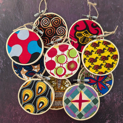 African Wax Print Hoop Decor: mixed set of 3