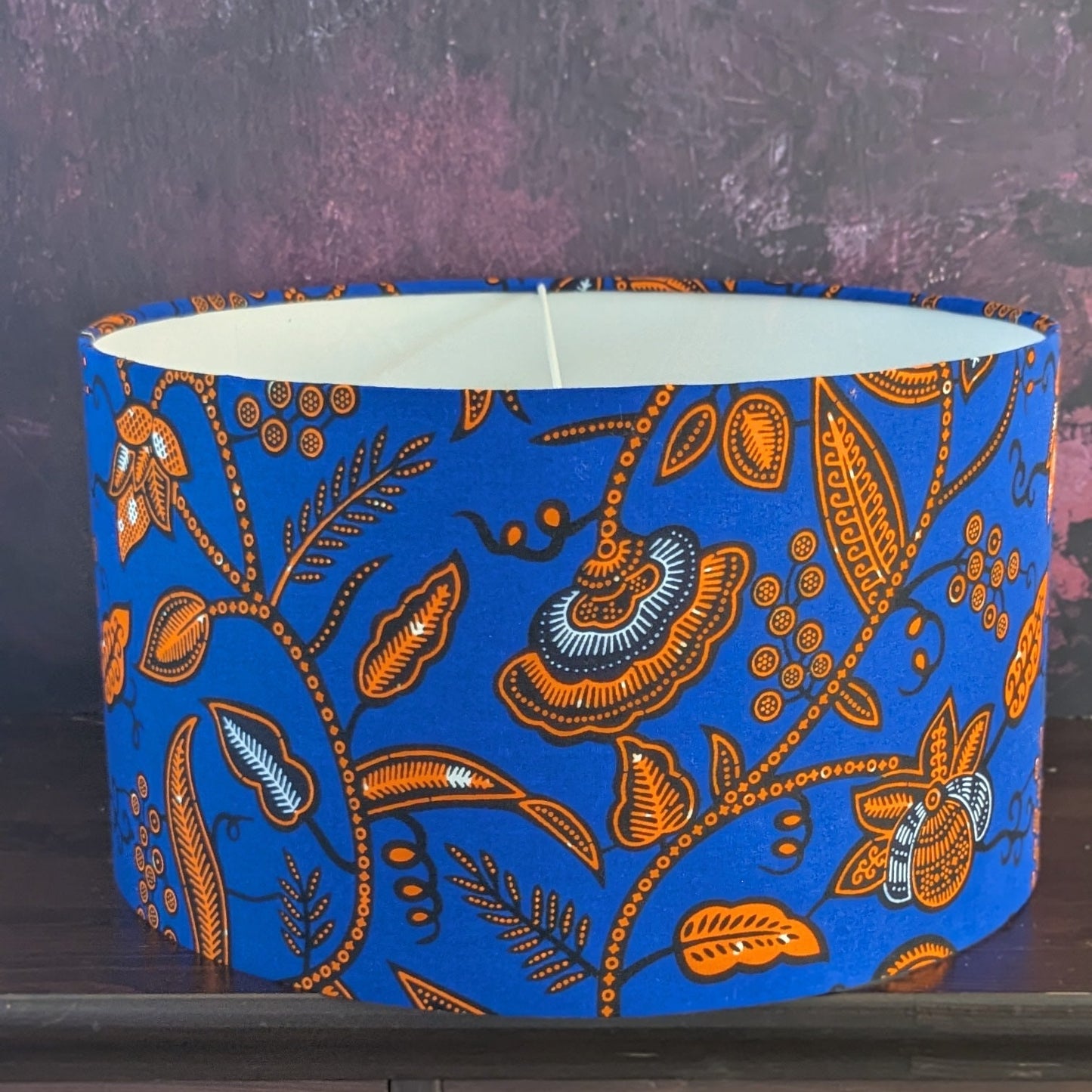 African Patterned Tropical Garden Lampshade DURBAN (Blue)