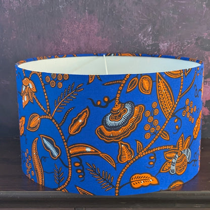 African Patterned Tropical Garden Lampshade DURBAN (Blue)