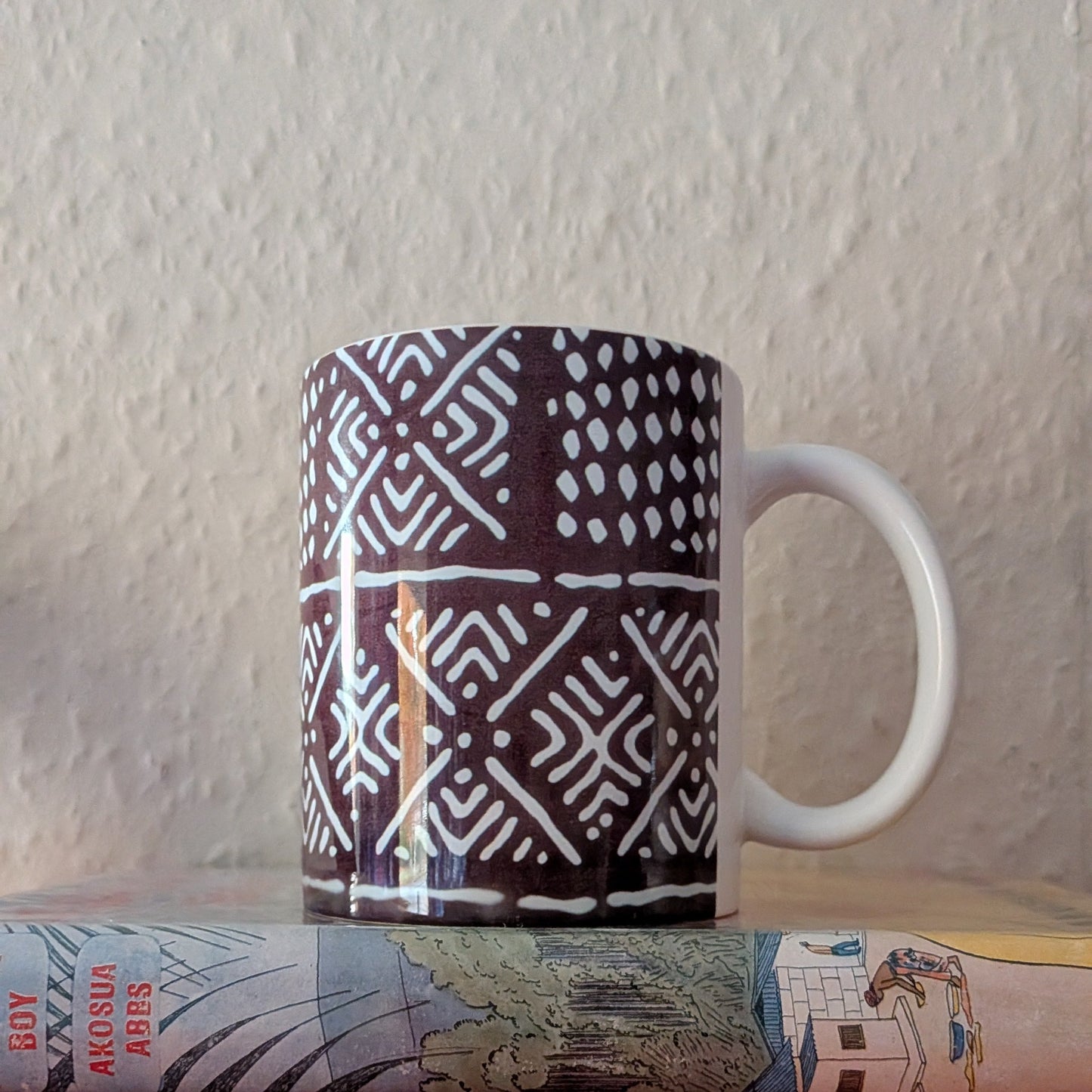 Brown Monochrome African Mudcloth Ceramic Mug MOUSSA