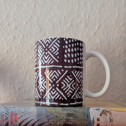Brown Monochrome African Mudcloth Ceramic Mug MOUSSA