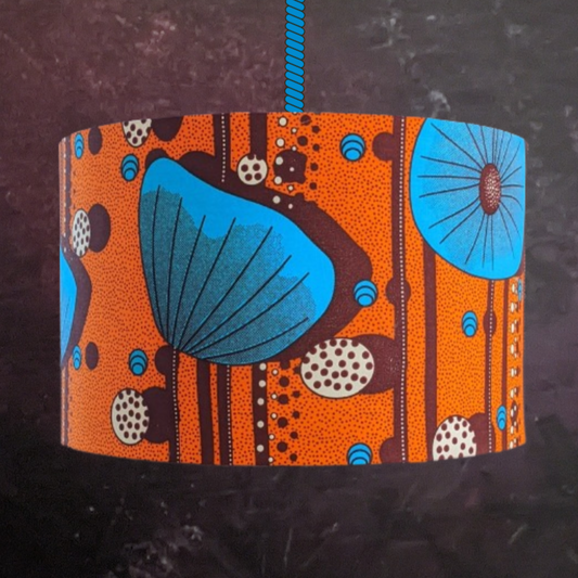 Orange Blue Flower African Lampshade DETOLA