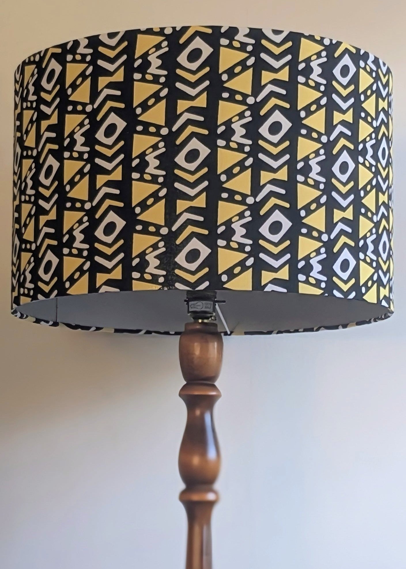 Yellow Black African Mudcloth striped Lampshade DIALLO