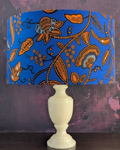 African Patterned Tropical Garden Lampshade DURBAN (Blue)