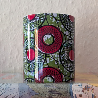 Green Pink Donut Circles Ceramic Mug BURCAD