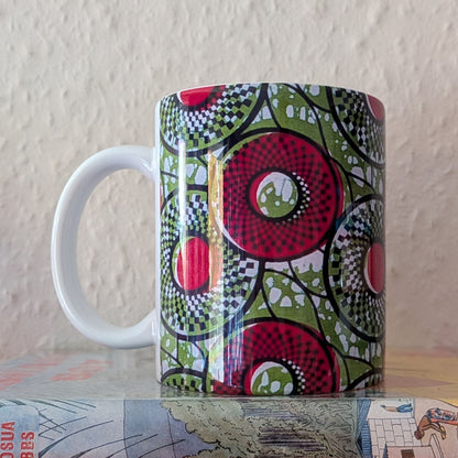 Green Pink Donut Circles Ceramic Mug BURCAD